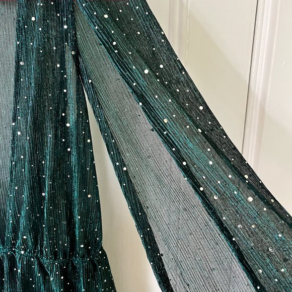 sheer teal sequin romper - Picture 6 of 9